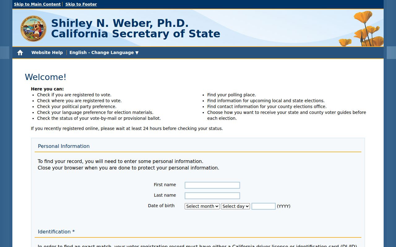 Belmont residents directory California voter status lookup