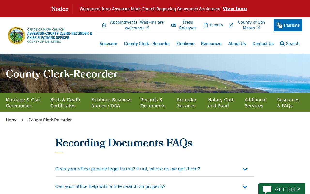 Belmont previous residents recorder title-search guidance